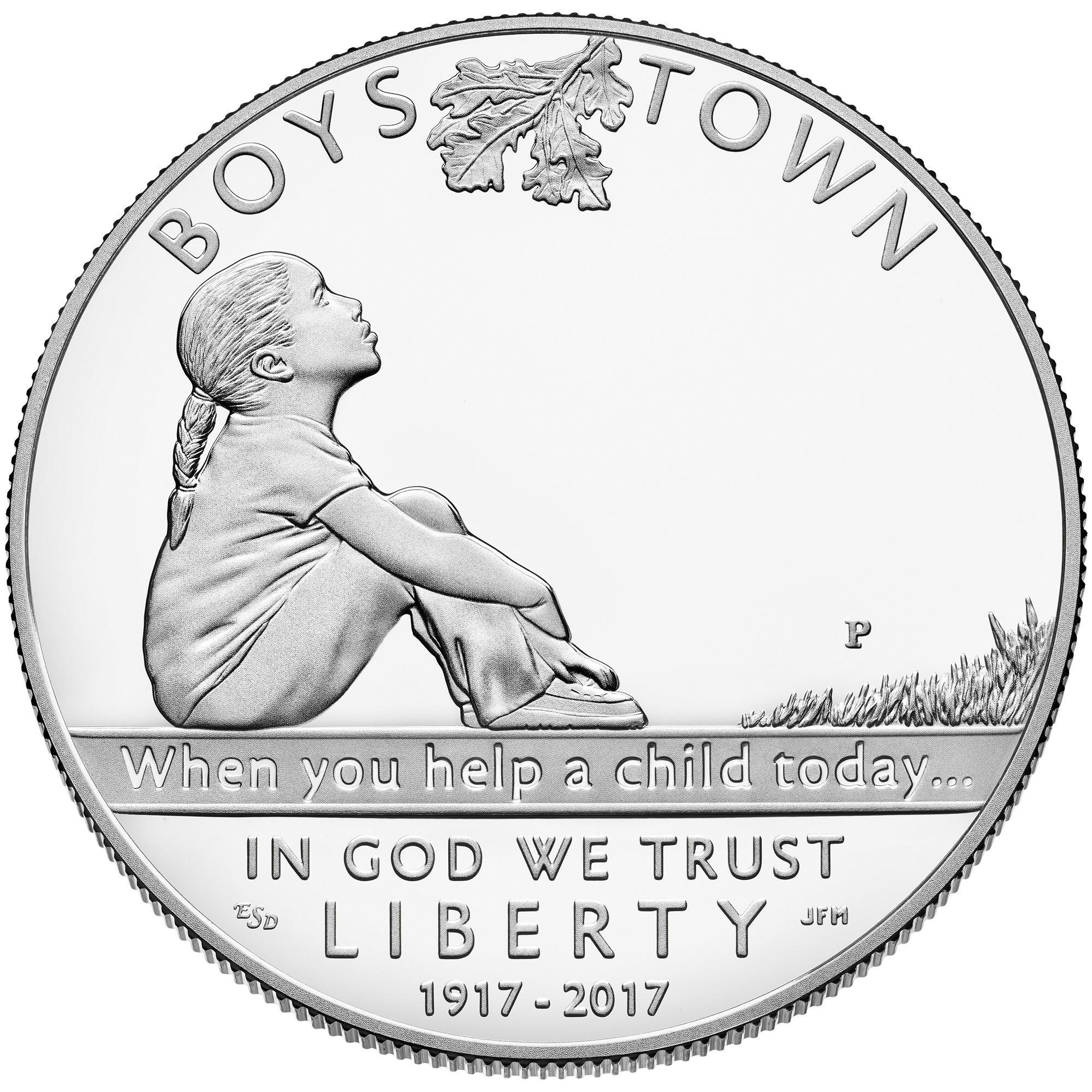 2017 boys town commemorative silver proof obverse