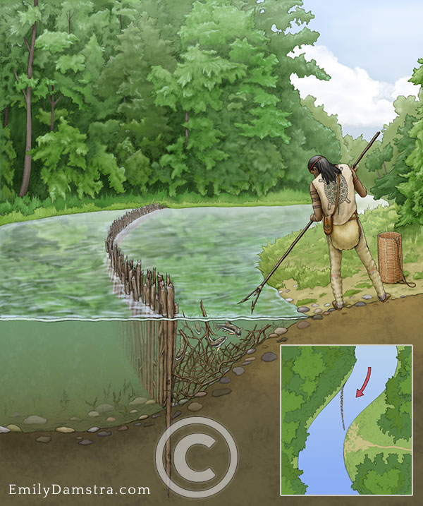 Neutrals inidgenous person fishing illustration