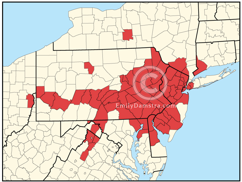 spotted lanternfly distribution map