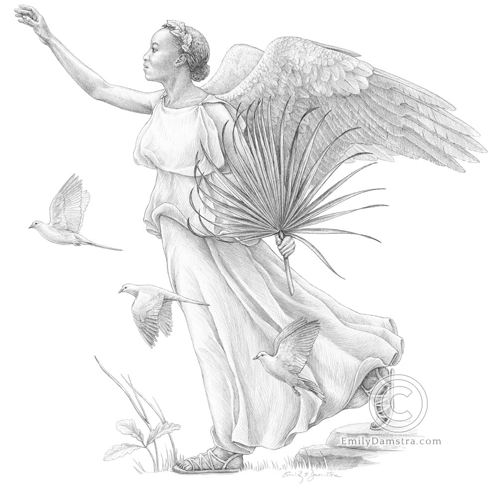 drawing of the allegorical figure of Victory