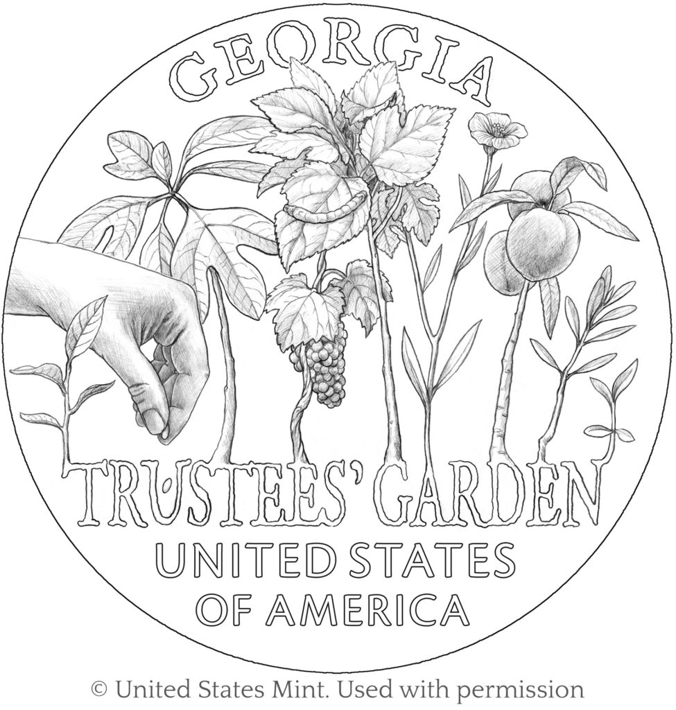 American Innovation: The Trustee's Garden 3 coin American Innovation Georgia line art 1