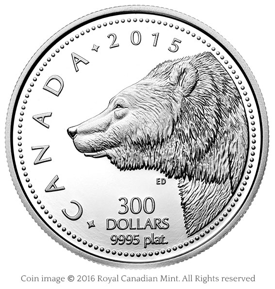 coin grizzly head platinum