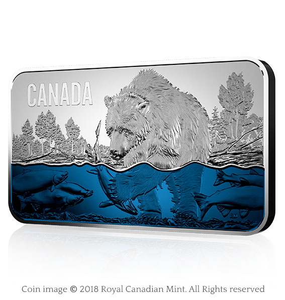 Colorful new coins; shark, grizzly, wolf, and maples 2 coin salmon run slant