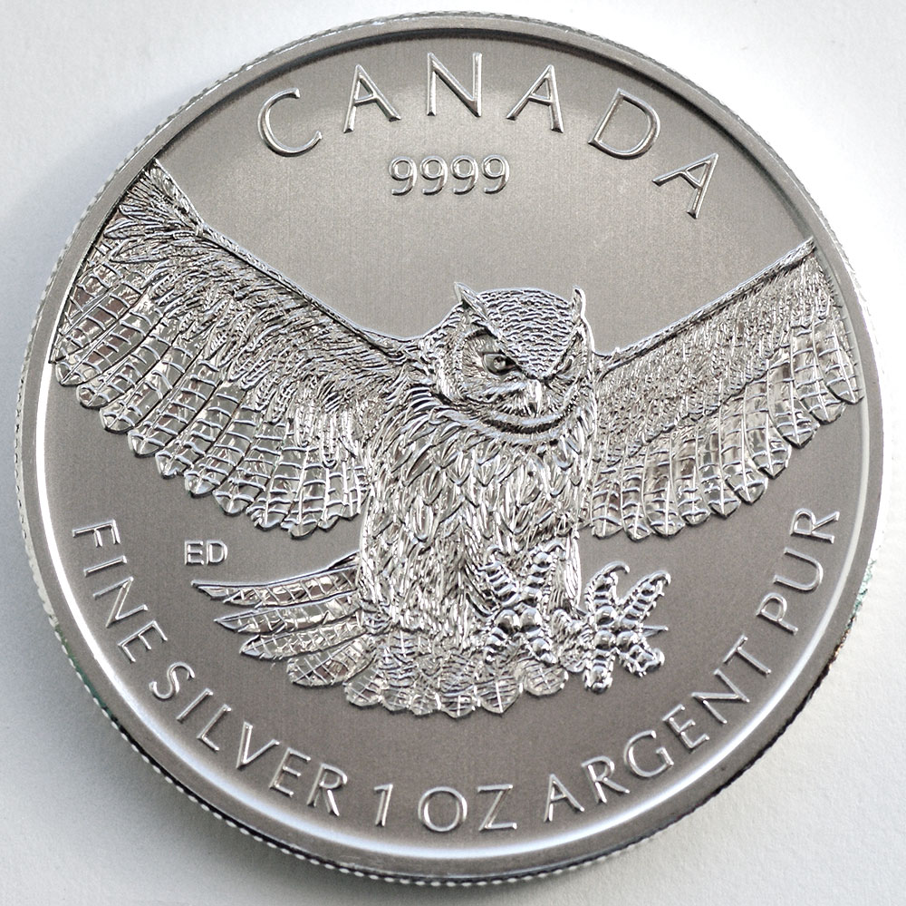 My photo of the Great Horned Owl bullion coin I designed.