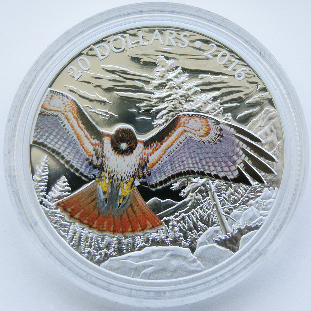 Red-tailed hawk coin designed by Emily S. Damstra